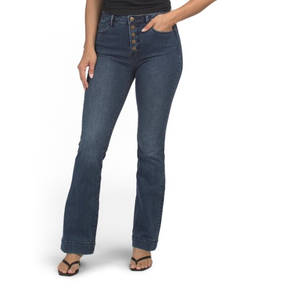 DRIFTWOOD JEANS Medium Wash Wyatt Denim Jeans With Matte Brass Tone Buttons - Picture 1 of 2